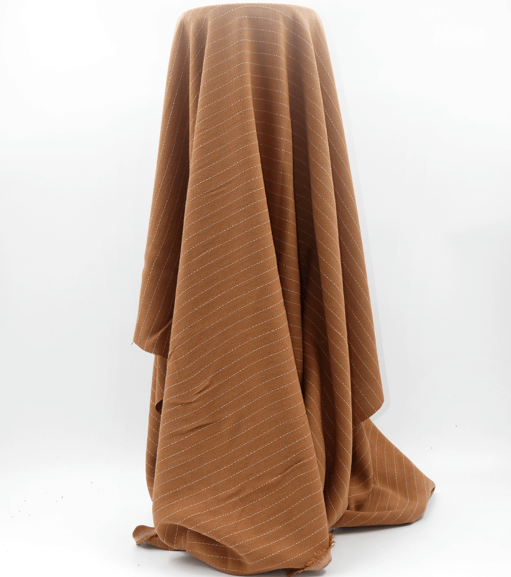 Striped Linen / Ramie $18.00p/m - Tan with White Stripes - The Fabric Shop