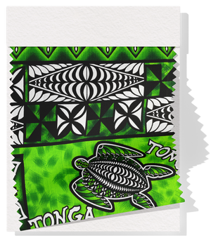 Cotton Dobby Pacific Tongan Print $9.00p/m - Design #1 Green