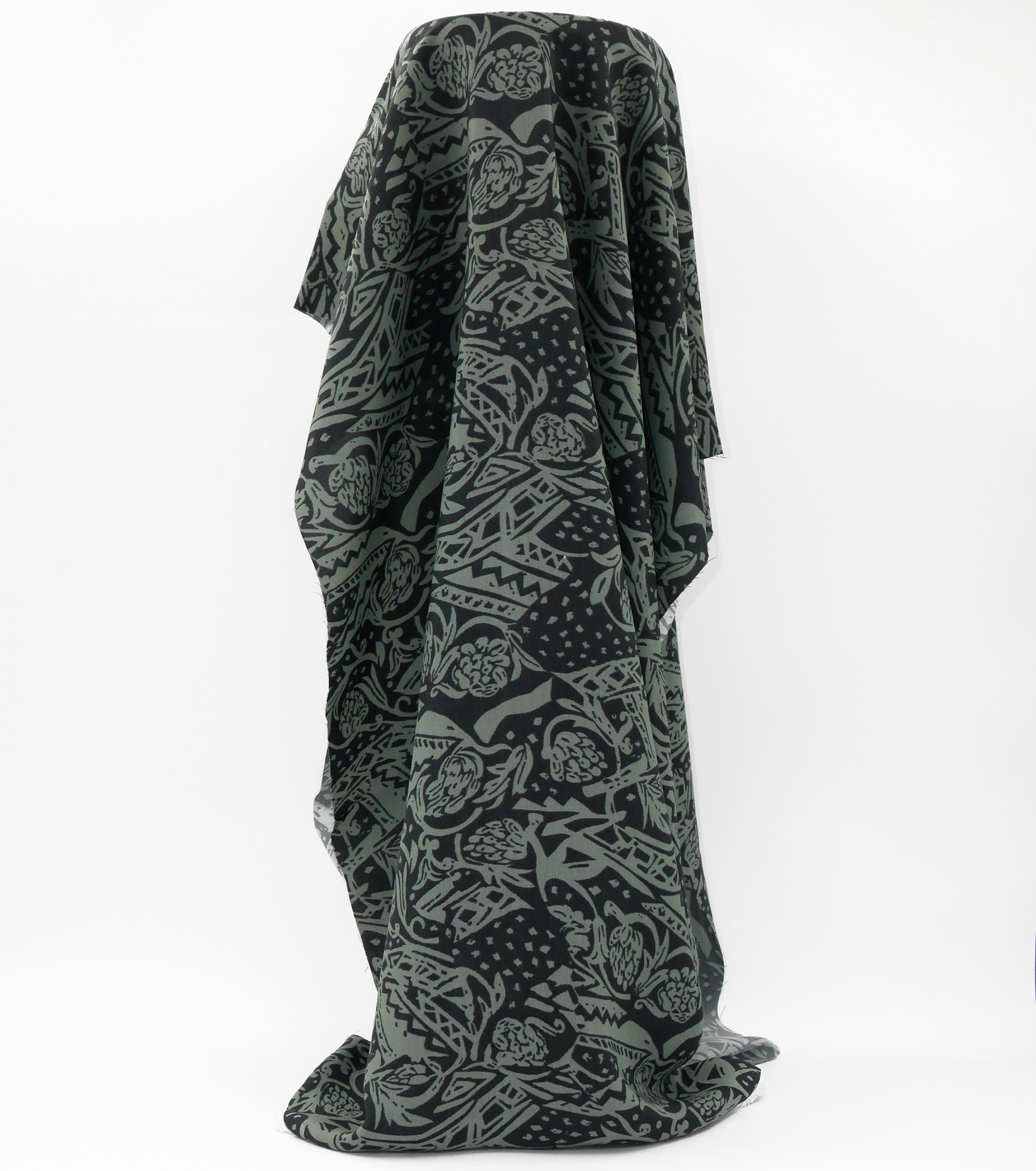 Viscose/ Rayon Crepe Print $22.00p/m - Dark Green, Sage