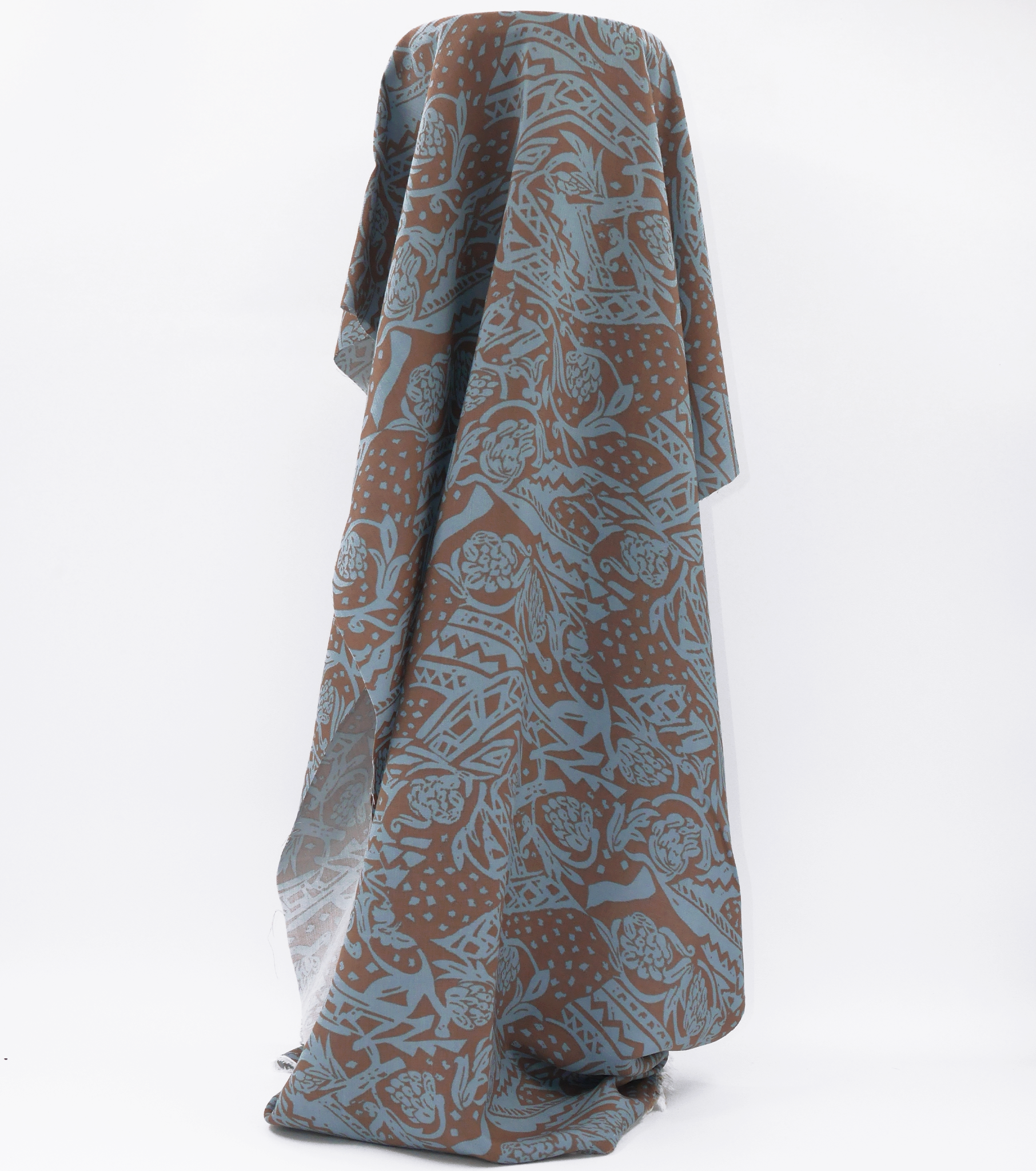 Viscose/ Rayon Crepe Print $22.00p/m - Blue & Brown