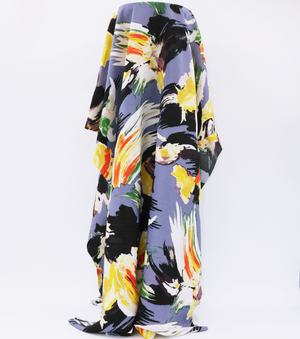 Viscose/ Rayon Crepe Print $22.00p/m - Blue, Yellow & Orange