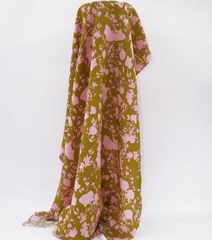 Viscose/ Rayon Crepe Print $22.00p/m - Green & Pink