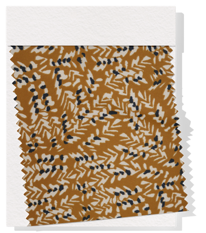 Viscose/ Rayon Crepe Print $22.00p/m - Mustard & Black Leaf Design