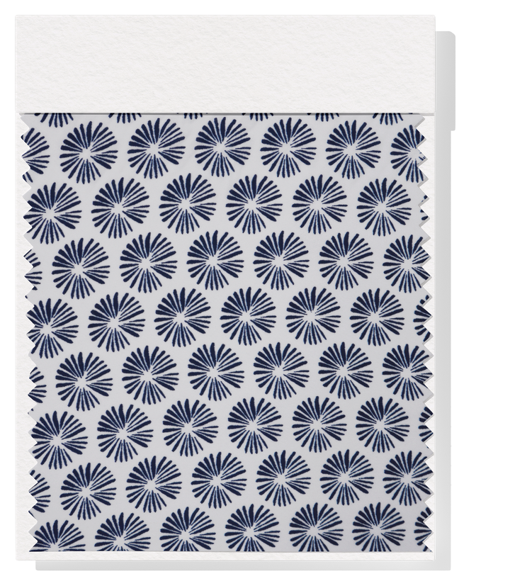 Printed Polyester Chiffon $10.00p/m - White w/ navy flowers